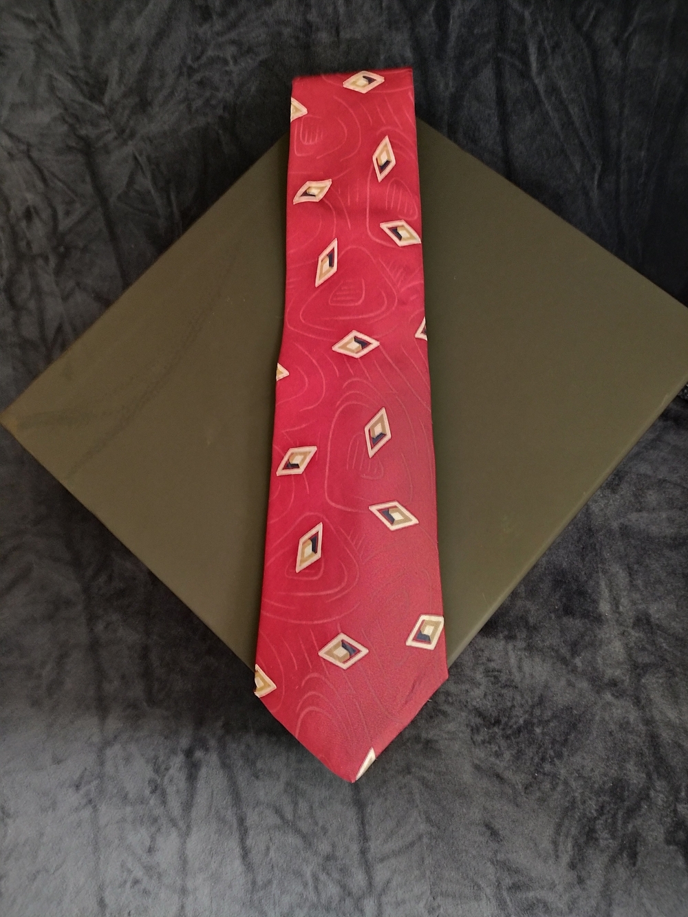 Vintage Givenchy Red Geometric Silk Tie